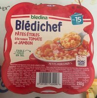 BLEDICHEF 250g Pâtes Etoiles à la Sauce Tomate et Jambon Dès 15 mois