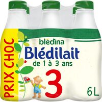 BLEDINA BLEDILAIT Croissance 3 Nature Prix Choc 6x1l De 12 Mois à 3 Ans