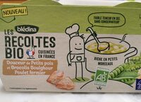 BLEDINA LES RECOLTES BIO Douceur de Petits Pois et Brocolis Boulghour Poulet Fermier 2x200g Dès 15 Mois