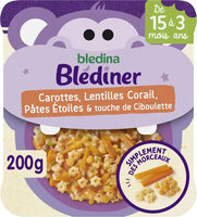Blédiner Carottes, Lentilles Corail, Pâtes Étoiles