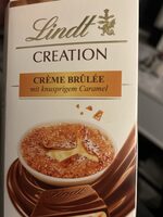 Lindt CREATION Crème Brûlée 3046920022262 Vollmilch-Schokolade mit einer Milchfüllung (35%) mit karamellisierten Zuckerstückchen und knusprigem Biskuit