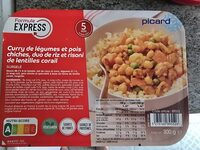 Curry de légumes et pois chiches duo de riz et risoni de lentilles corail