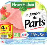 Le Jambon de Paris (- 25 % de Sel) 4 Tranches +1 Gratuite