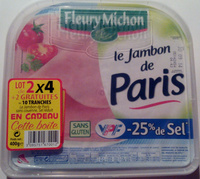 Le Jambon de Paris (- 25 % de Sel) Lot de 2 x 4 + 2 Gratuites = 10 Tranches