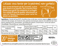 Pastrami de Boeuf Fumé - 6 tranches fines