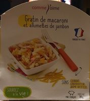Gratin de macaroni et allumettes de jambon