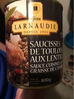 Saucisses de Toulouse aux lentilles sauce cuisinée à la graisse de canard