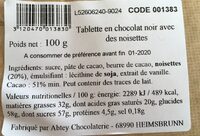 Chocolat noir noisettes