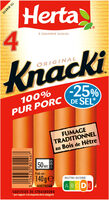 HERTA KNACKI Saucisses 100% pur porc sel réduit x4 - 140g
