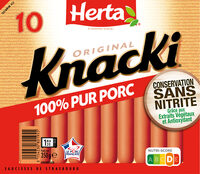HERTA KNACKI Saucisses 100% pur porc sans nitrite x10 350g
