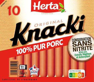 HERTA KNACKI Saucisses 100% pur porc sans nitrite x10 350g