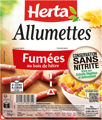 HERTA Allumettes Fumées conservation sans nitrite - 2x75g