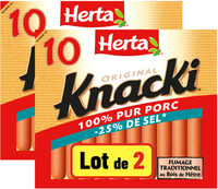 HERTA KNACKI Saucisses 100% pur porc sel réduit x10 LOT 2