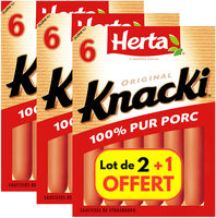 HERTA KNACKI Saucisses 100% pur porc x6 LOT 2+1 OFFERT