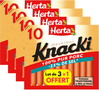 HERTA KNACKI Saucisses 100% porc sel réduit x10 LOT 3+1 OFT