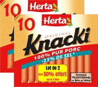 KNACKI Saucises Porc sel réduitx10 LOT 2 dt 50% OFT sur 2e