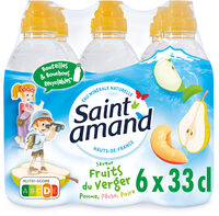St Amand Eau Minérale Naturelle aromatisée FRUITS DU VERGER - POMME POIRE PECHE 6x33cl Bouchon Sport