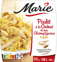 Poulet à la crème et aux champignons, farfalles