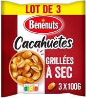 Bénénuts Cacahuètes grillées à sec lot de 3 x 100 g