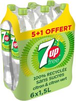 7UP Free saveur citron & citron vert 5 x 1,5 L + 1 offerte