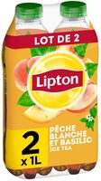 Lipton Ice Tea saveur pêche blanche & pointe de basilic lot de 2 x 1 L