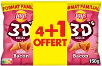 Lay's 3D's Bugles goût bacon lot de 4 x 150 g + 1 offert