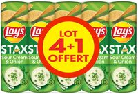 Lay's Stax sour cream & onion flavour 4 x 170 g +1 offert