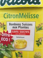 Bonbon suisse aux plantes sans sucre citron melisse