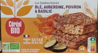 Tendres carrés de blé aux aubergine, poivron,  basilic