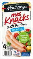 Mes knacks 100% pur porc -25% sel
