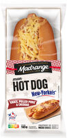 Mon hot-dog New Yorkais knack, pulled pork & Cheddar