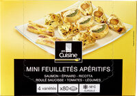 Mini feuilletés apéritifs saumon . épinard-ricotta . roulé saucisse . tomates-legumes