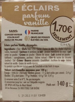 2 éclairs parfum vanille