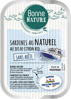 Sardines au naturel au jus de citron bio