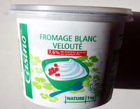 Fromage blanc velouté 7,6% de matières grasses sur produit fini