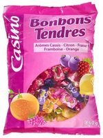 Bonbons tendres goûts citron, orange, fraise, framboise, cassis