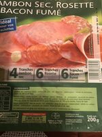 Assortiment de jambon sec, rosette et bacon fume