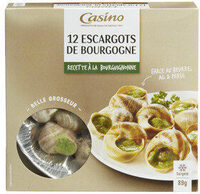 12 Escargots de Bourgogne Recette à la Bourguignonne Farce au beurre, ail et persil Belle grosseur