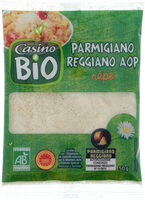 Parmigiano Reggiano râpé issu de l'agriculture biologique.