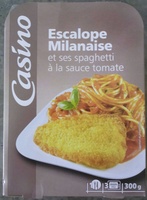 Escalope* de dinde milanaise et ses pâtes sauce tomate basilic *A partir de filets de dinde reconstitués