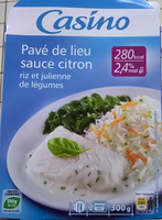 Pavé de lieu sauce citron riz et julienne de légumes (2,4 % MG)