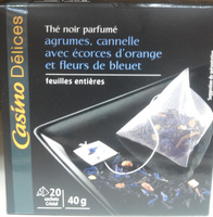 Thé noir parfumé agrumes, cannelle avec écorces d'orange et fleurs de bleuet