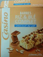 Barres riz & blé complet chocolat au lait
