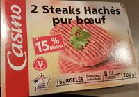 2 Steaks hachés pur boeuf 15%MG