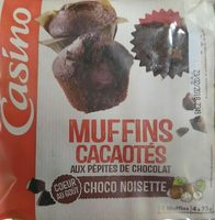Muffins cacaotés aux pépites de chocolat cœur au goût choco noisette