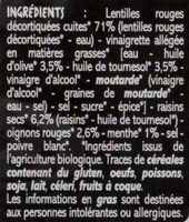 Salade de lentilles corail aux raisins secs