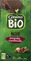 Chocolat noir amandes cranberries Bio