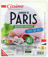 Jambon de Paris Découenné Dégraissé -25% de sel - 4 Tranches