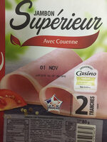 Jambon supérieur avec couenne 2 tranches