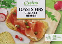 Toasts fins olives et herbes